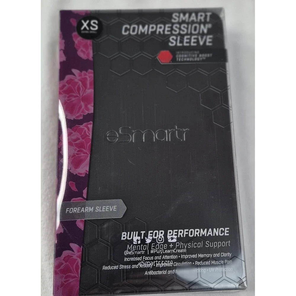 eSmartr Smart‎ Compression Sleeve Unisex XS Black Forearm Petals ESF0501XS New